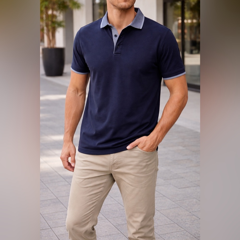 Elegant Dark Blue Polo Shirt made in Italy